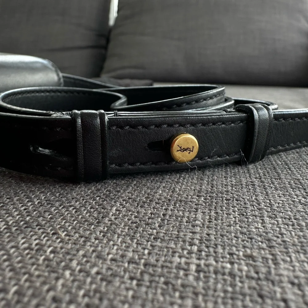 Yves Saint Laurent Black Crossbody Bag with Gold Logo - Picture 2 of 6